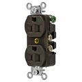 Hubbell Wiring Device-Kellems Straight Blade Devices, Weather Resistant Receptacles, Duplex, Commercial/Industrial Grade, 2-Pole 3-Wire Grounding, 15A 125V, 5-15R, Brown 5262WR